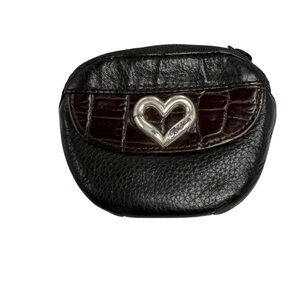 Brighton coin pouch wallet Black and Brown embossed leather